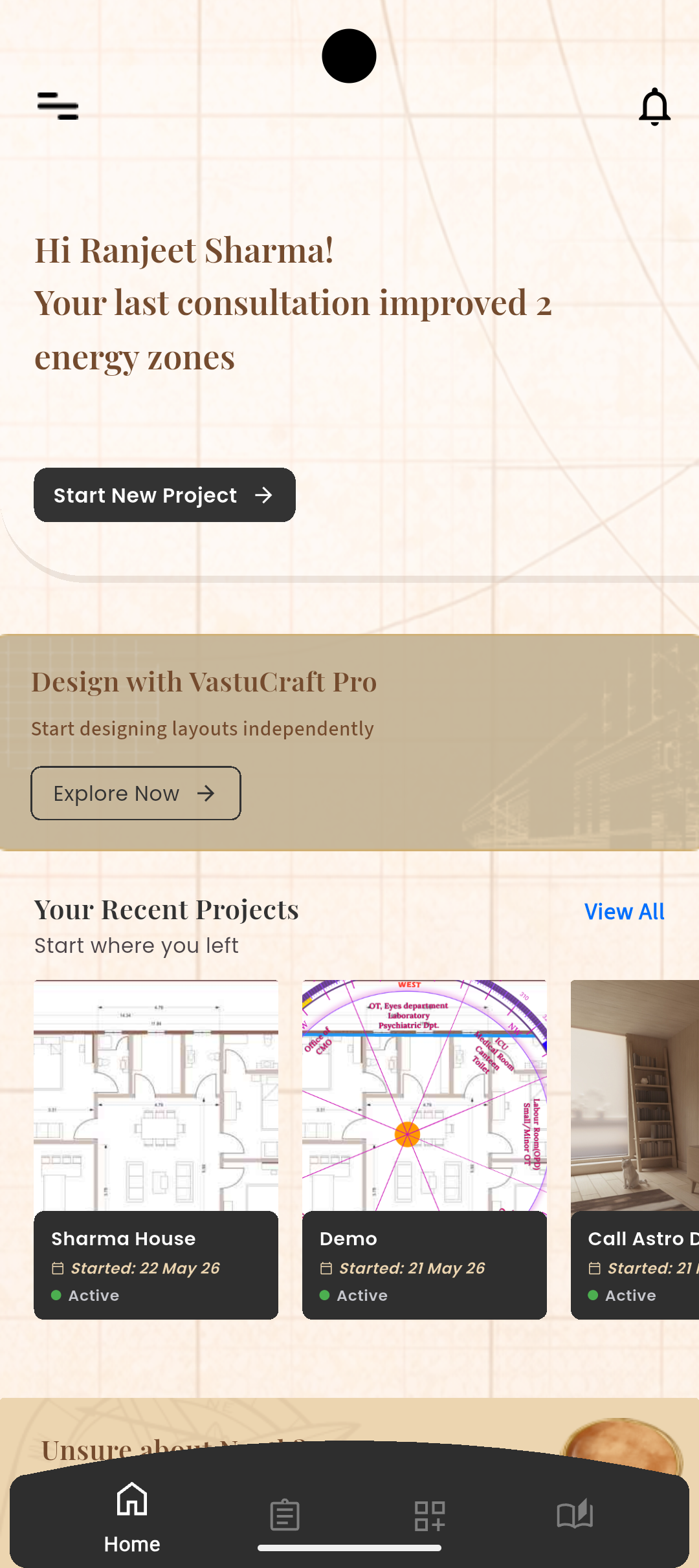 Vastu App - 81 Zone Gridding Dashboard